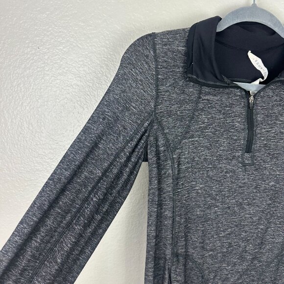 Lululemon Pace Pusher 1/2 Zip Heathered Black / Black 6 Luon Light Athletic - Picture 5 of 11